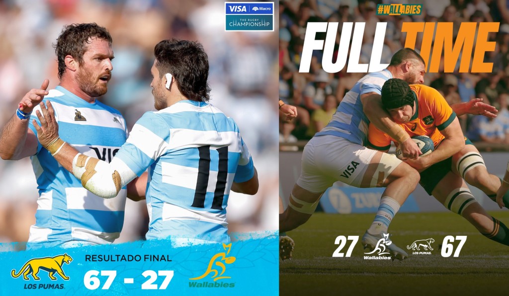 THE RUGBY CHAMPIONSHIP 2024 / ARG - AUS 67-27: Australia a suferit o înfrângere record în meciurile cu Argentina